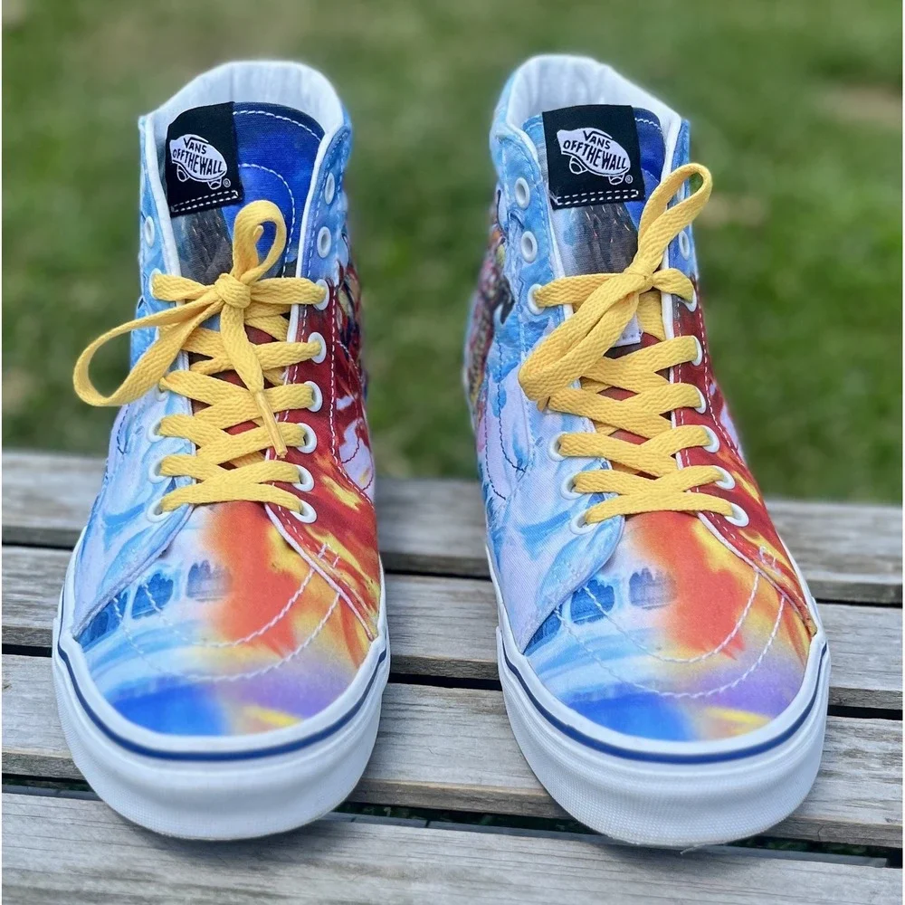 Vans Sk8-Hi Shoes Mens Size 9.5 One Piece Anime Custom High Top Yellow Laces Art